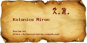 Kolonics Miron névjegykártya